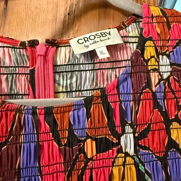 CROSBY by Mollie Burch Multicolor Floral Geometric Puff-Sleeve Dress - Picture 4 of 4